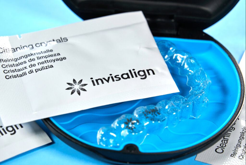 Invisalign clear aligner in its case